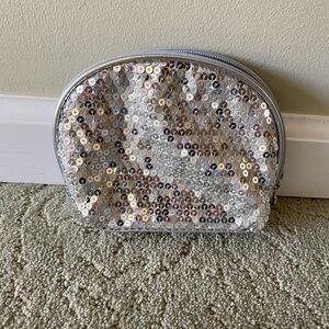 Silver Sequin Cosmetic Bag